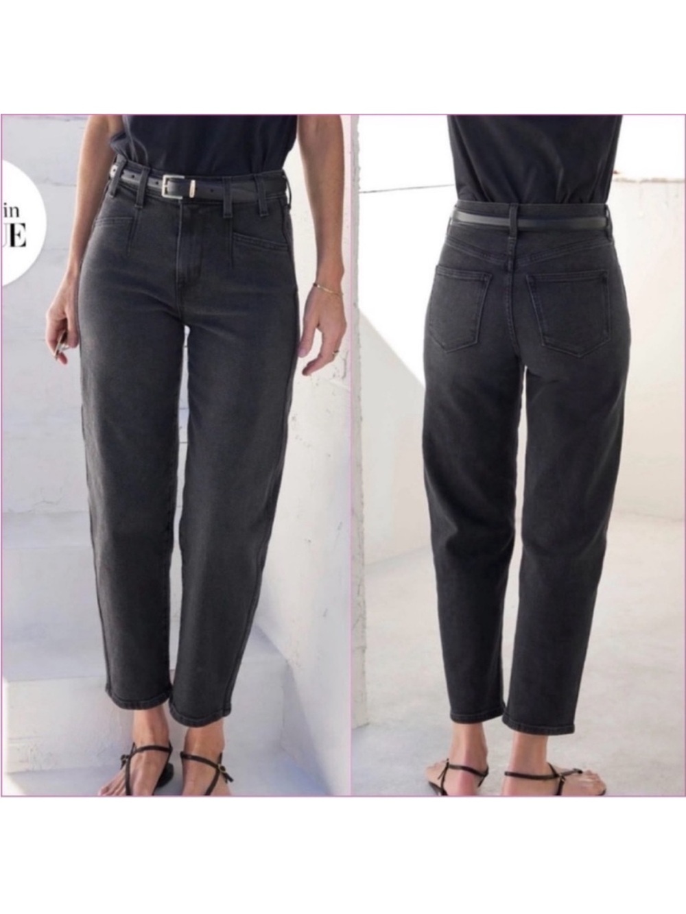 AYR The Beat Cotton High Rise Barrel Leg Ankle Crop Jean